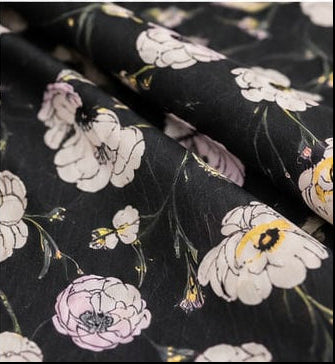 Black - 2 PC Doriya Linen Floral Printed Suit